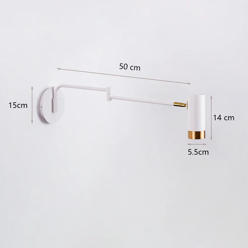 Nordic minimalist swing arm wall bedside lamp