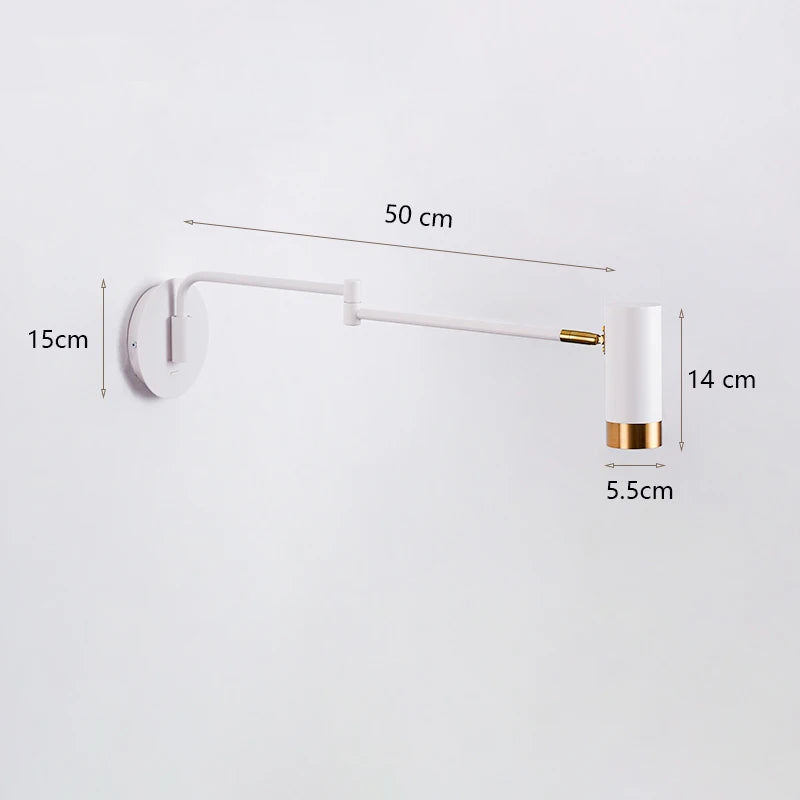 Nordic minimalist swing arm wall bedside lamp
