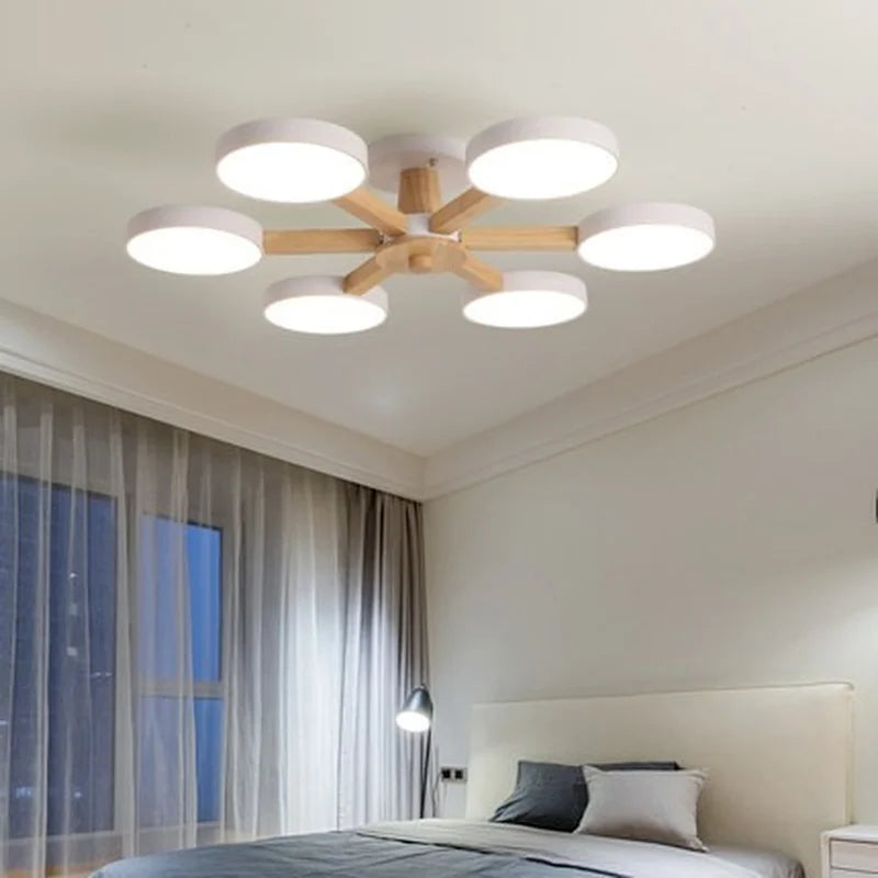 plafonnier led en bois pour une ambiance chaleureuse et moderne - vue 5 sur 6