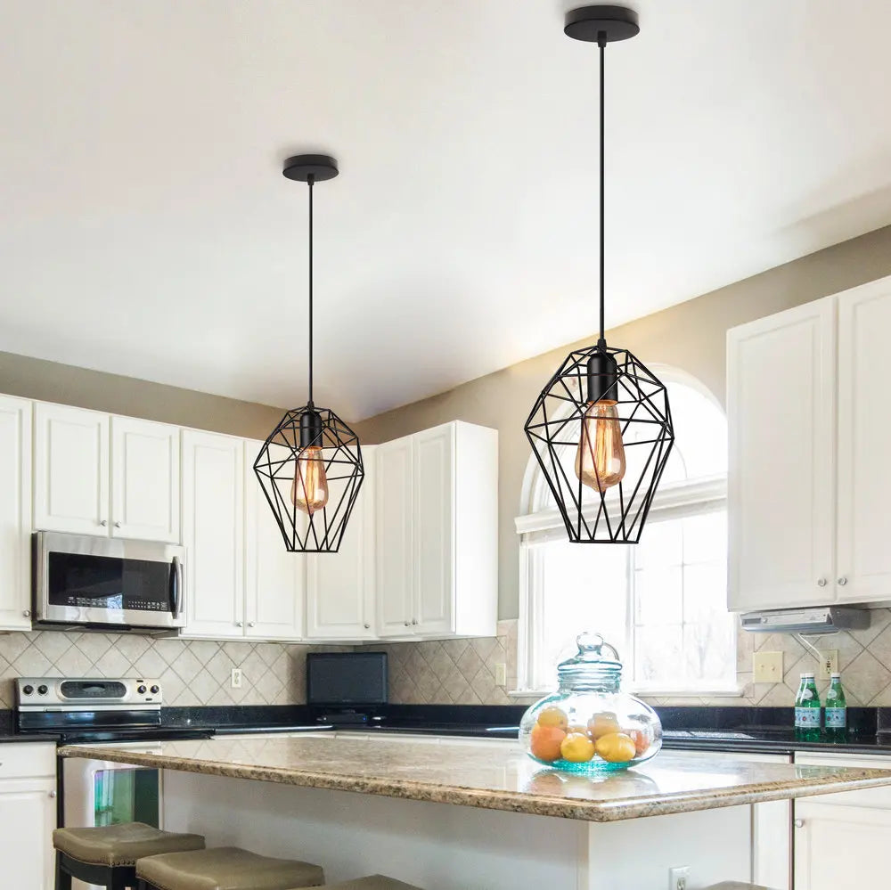 lustre led vintage moderne 1/3 têtes suspension abat-jour - vue 4 sur 12