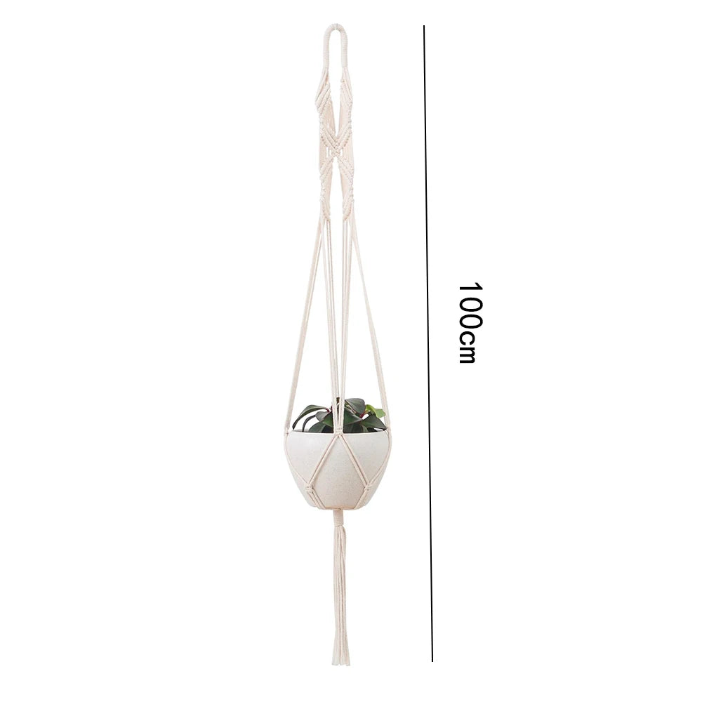 paniers suspendus en macramé pour plantes décoratives et jardinières - vue 15 sur 14