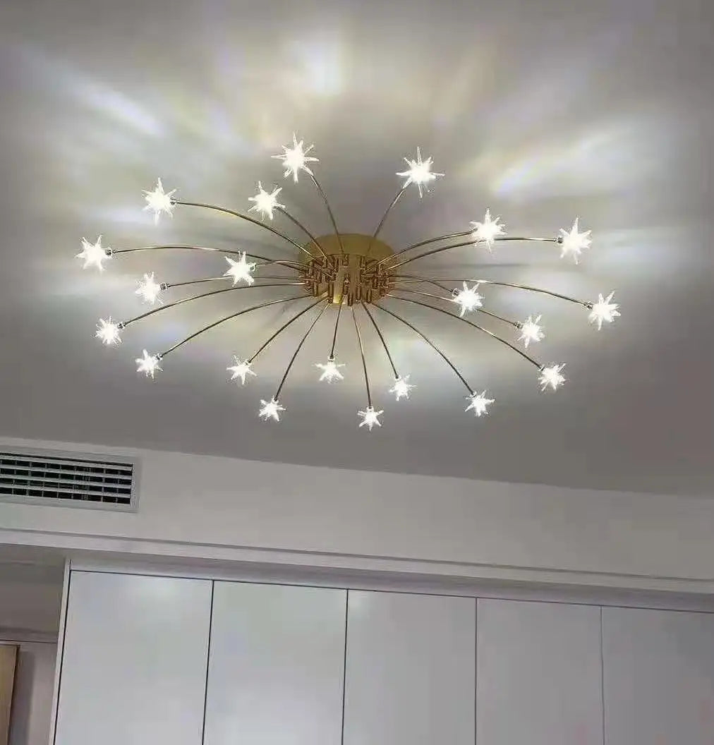 lustre moderne design chrome avec led pour éclairage maison - vue 3 sur 7