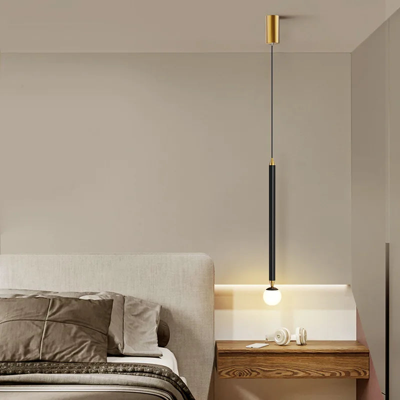 suspension créative simple avec long câble en verre et aluminium - vue 3 sur 10