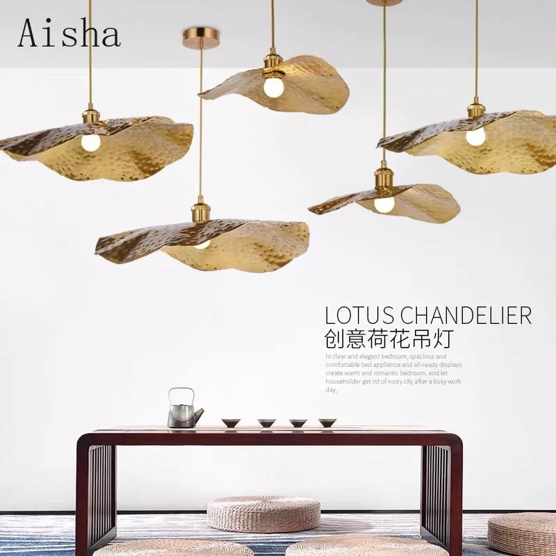 suspension créative en fer style chinois lotus pour décoration intérieure - vue 4 sur 7