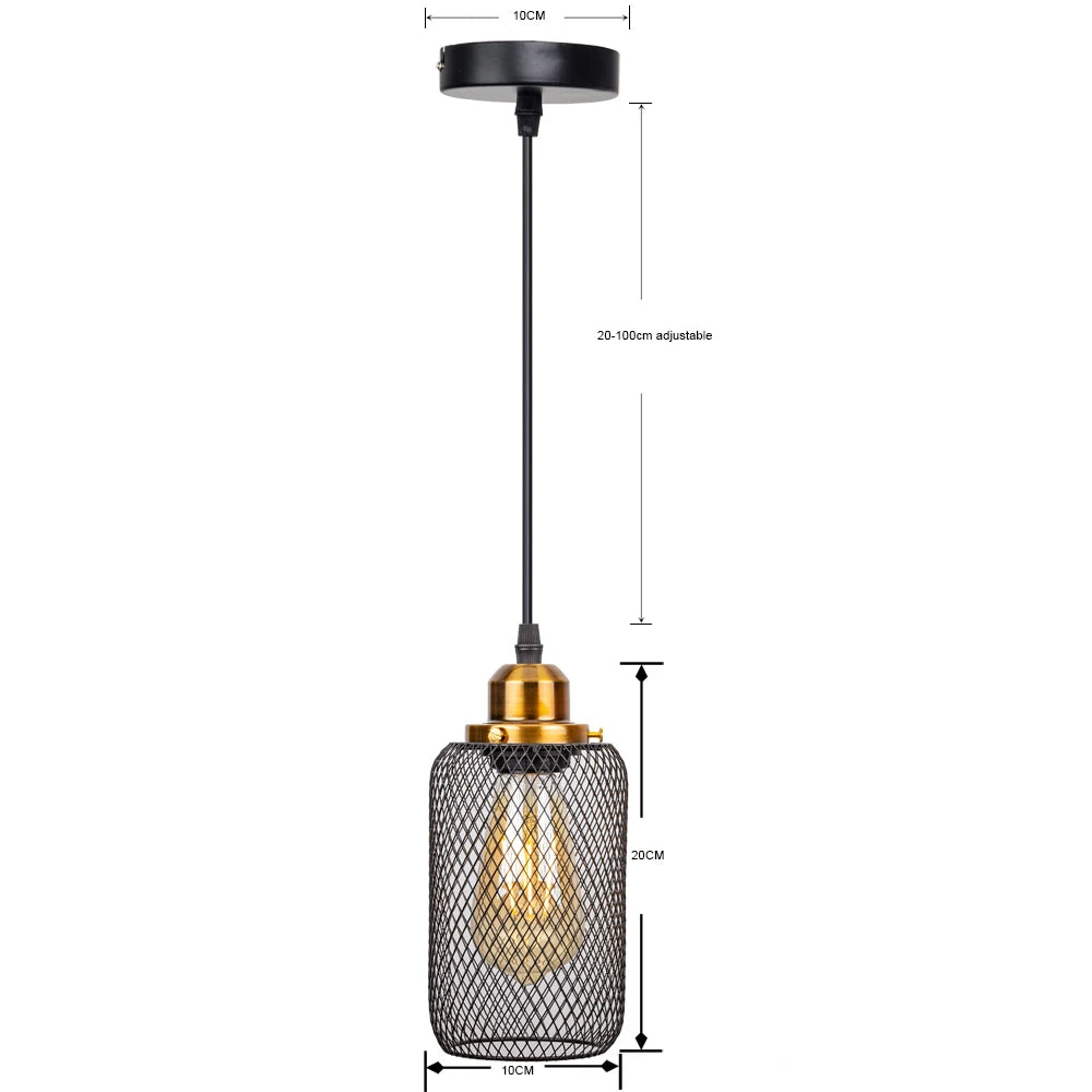 Minimalist vintage caged pendant light for bars and lofts - vue 11 sur 12