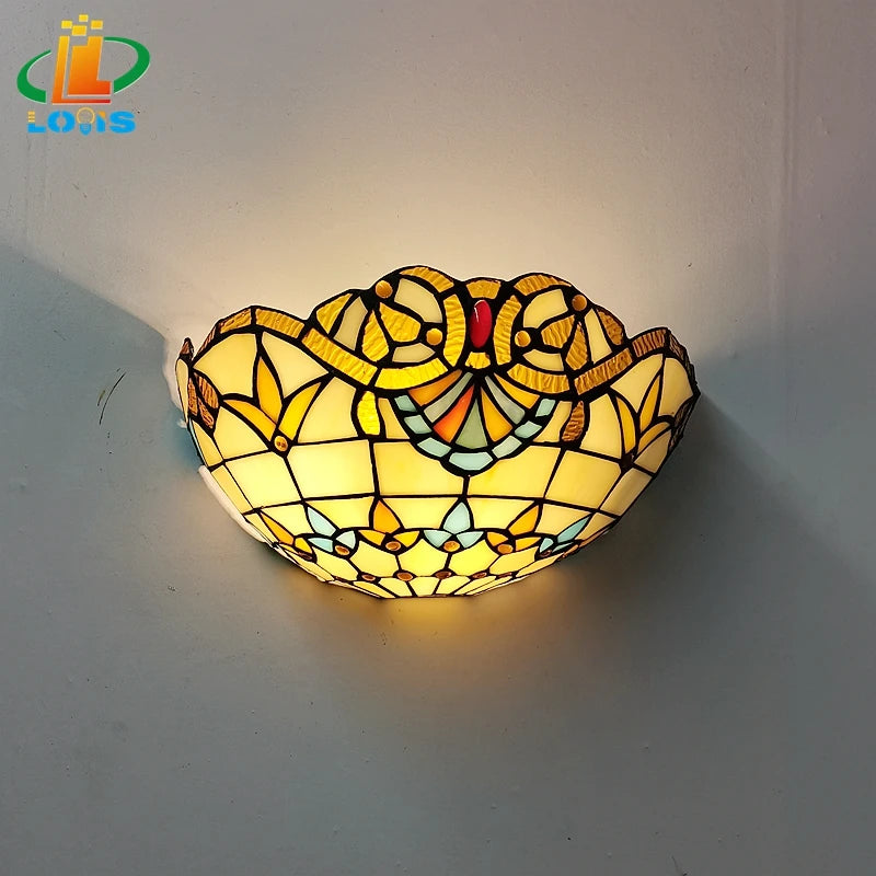 applique murale en verre style européen art déco tiffany - vue 5 sur 6