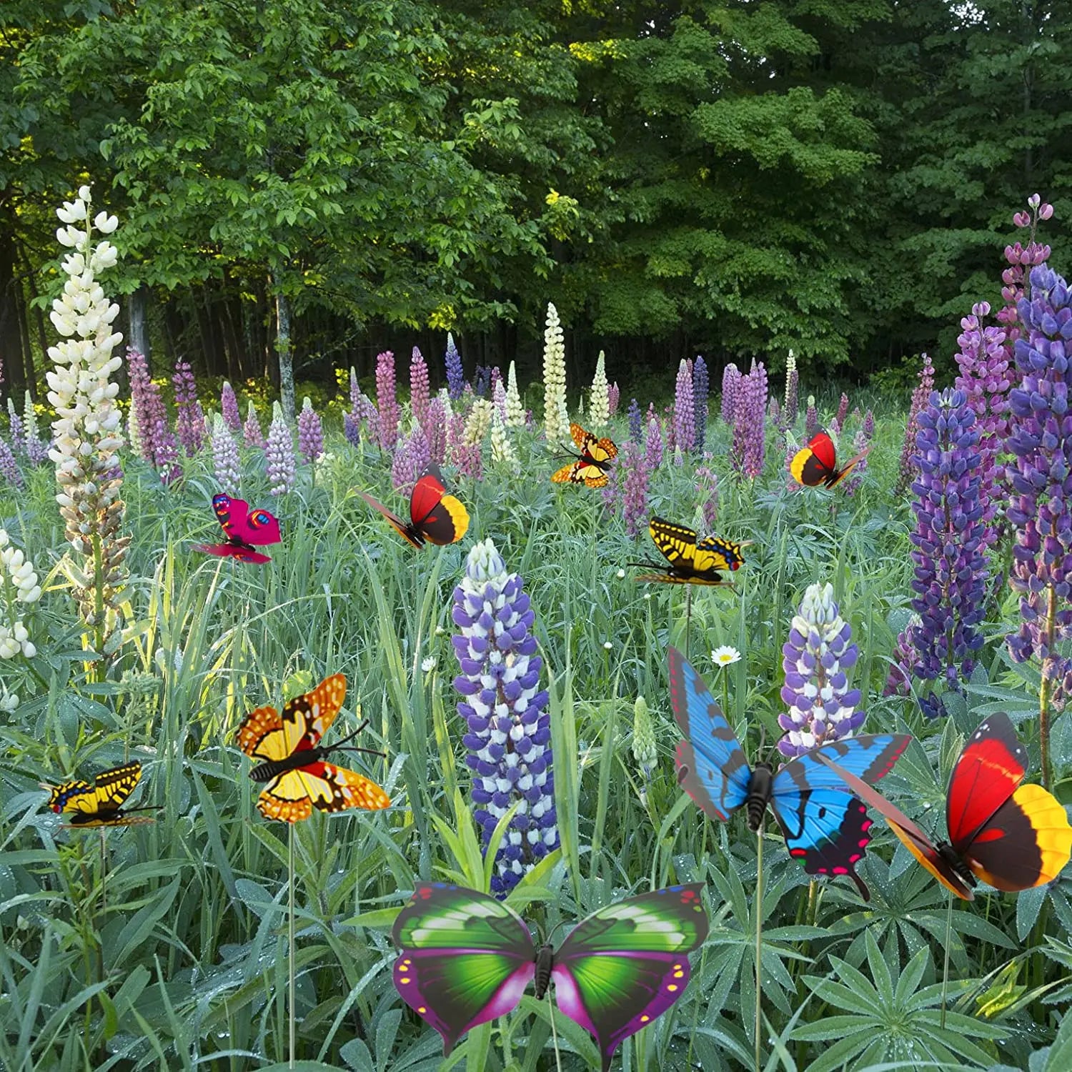 Set of 10 decorative flower pots with colourful butterflies - vue 3 sur 7
