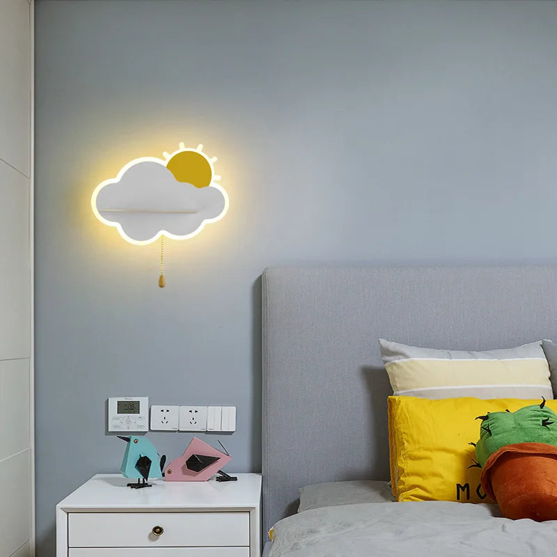 applique murale led créative en forme de nuage pour enfants