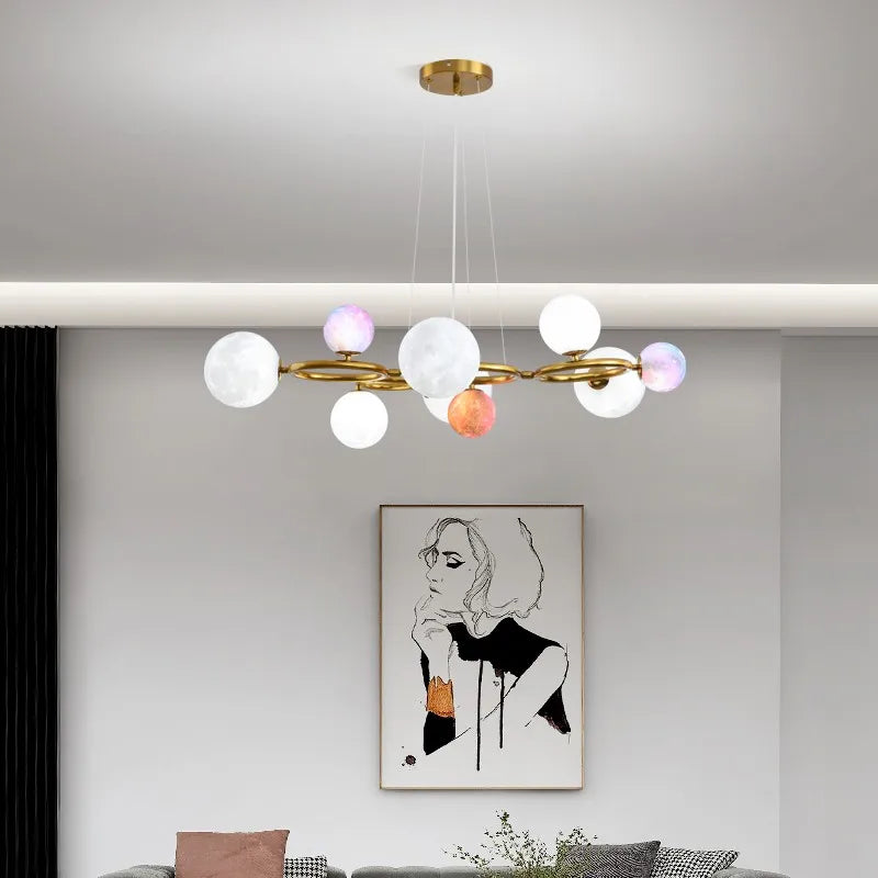 lustre led moderne minimaliste en verre nordique décoration lumineuse