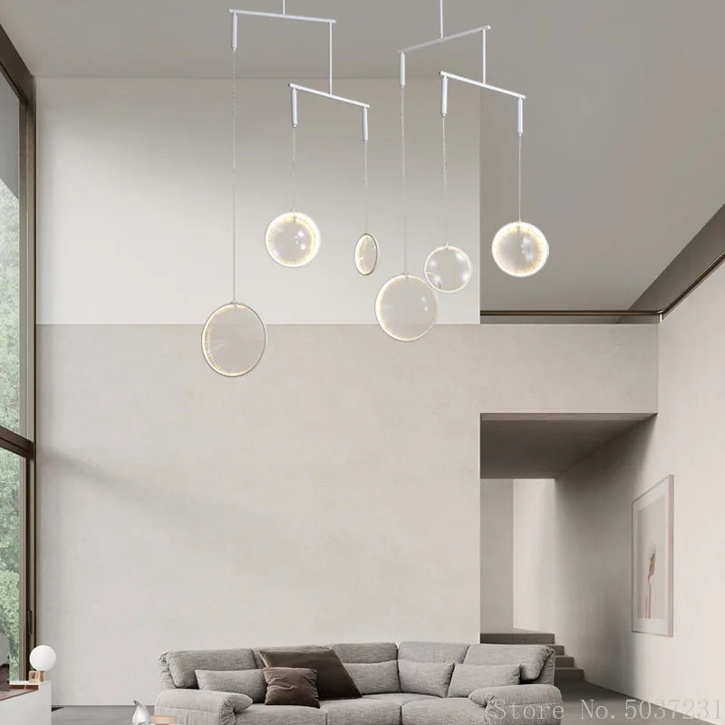 lampe suspendue design nordique moderne en verre circulaire décoratif - vue 5 sur 6