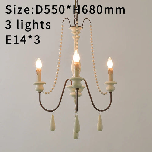 Lustre nordique en bois rétro blanc vintage gris suspendu pour cuisine/chambre à coucher salon 3/6/8/12 lumières salon - vue 12 sur 18