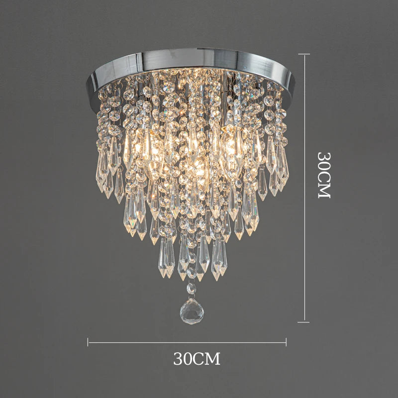 plafonnier doré en cristal luminaire d'intérieur ampoule remplaçable - vue 6 sur 8