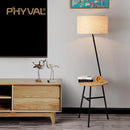 Lampadaire Nordique bois sur pied tissu interrupteur