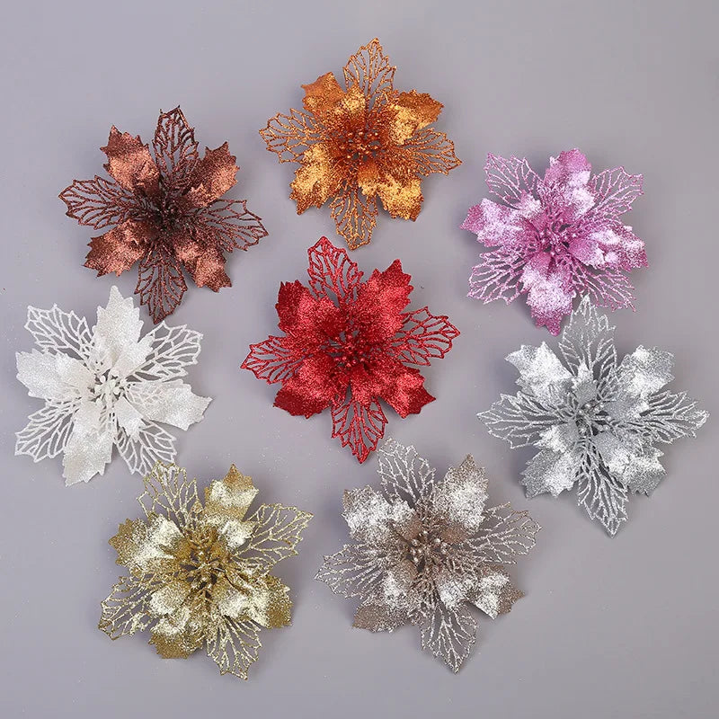décoration suspendue fleur pailletée pour arbre de noël - vue 2 sur 34