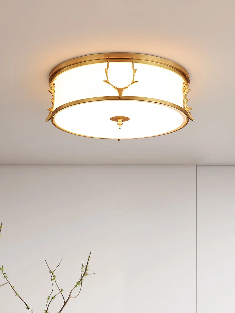 Living room, bedroom lamp, all copper, post-modern light luxury led ceiling lamp, American study, Nordic simple brass lamp - vue 4 sur 5