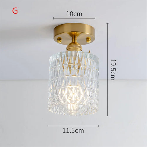 Plafonnier en verre nordique rétro Loft Vintage plafonnier salle à manger couloir moderne cuivre E27 plafond abat-jour en verre - vue 14 sur 26