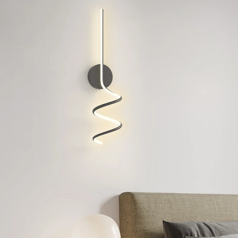 applique murale scandinave simple en spirale en aluminium et métal led - vue 5 sur 12