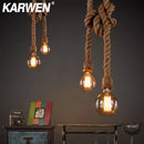 Vintage hemp rope pendant light base E27 1m 1.5m 2m 2.5m 3m 85-265V industrial loft retro hanging Edison ST64 G95 pendant