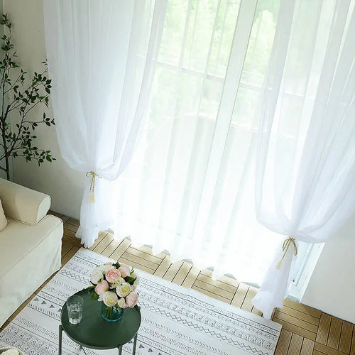 Voilage tulle transparent mesure hauteur 300cm salon chambre - vue 3 sur 11