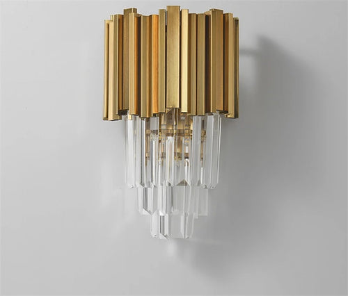 Crystal Wall Light, Gold Black Finish Wall Sconce, Modern K9 Crystal Drops Shade Wall Lamp Bedroom Living Room Lighting - vue 6 sur 7