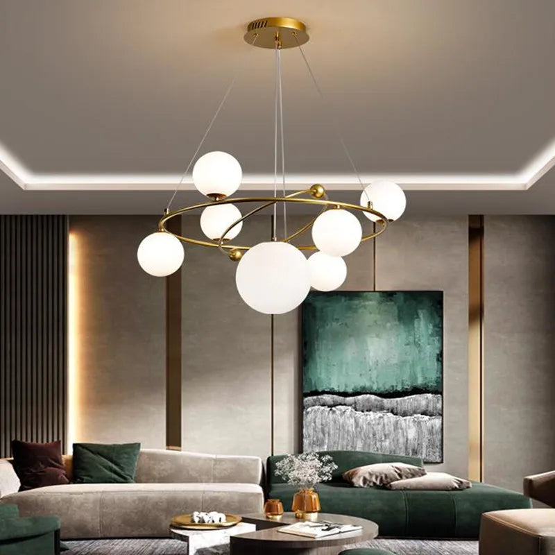suspension LED nordique lustre en verre décoratif pour intérieur - vue 4 sur 10
