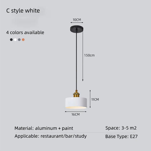 Minimalist modern retro loft pendant light with lampshade for kitchen, dining room, bedroom, restaurant - vue 16 sur 22