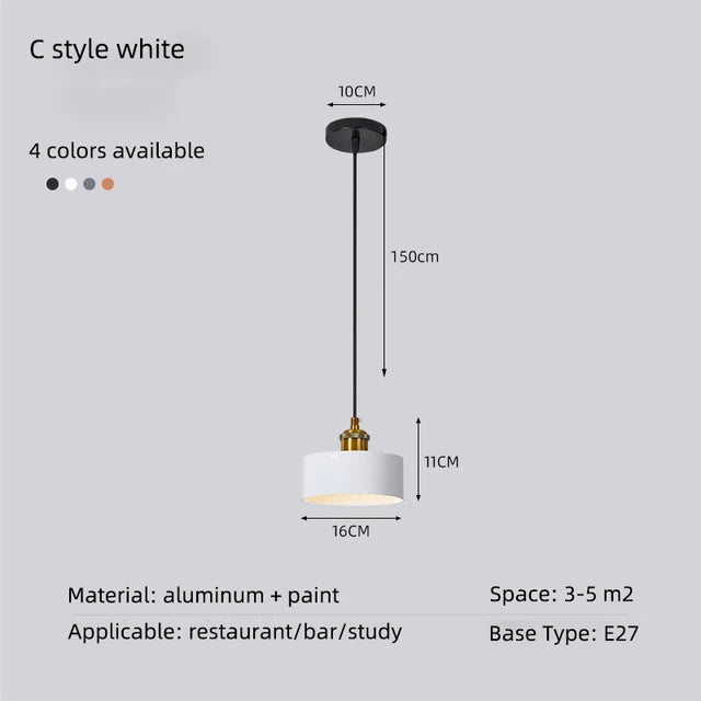 Minimalist modern retro loft pendant light with lampshade for kitchen, dining room, bedroom, restaurant - vue 15 sur 22