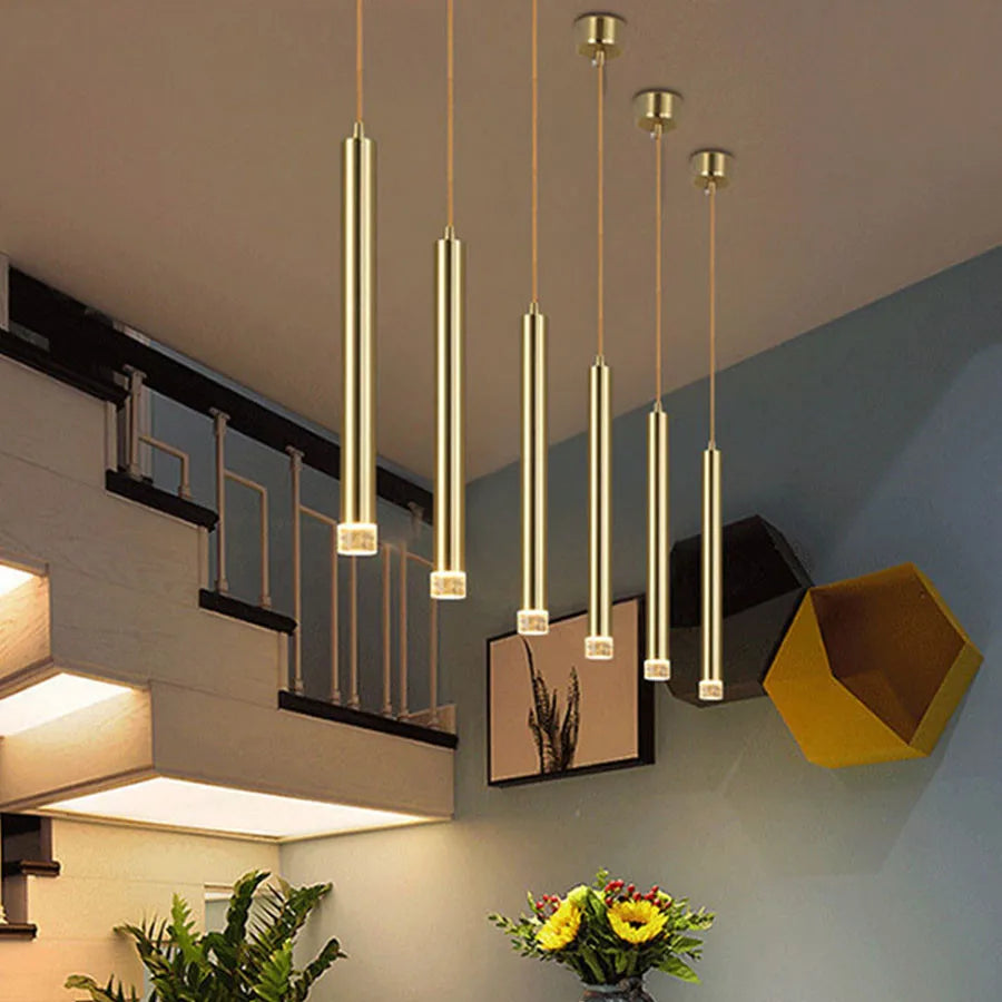 Cylindre Long Tube suspension LED lumières magasin Bar comptoir île suspension lampe fond salle à manger restaurant suspension lumière - vue 4 sur 12