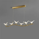 lustre moderne de luxe en cristal avec lampe d'oiseau led