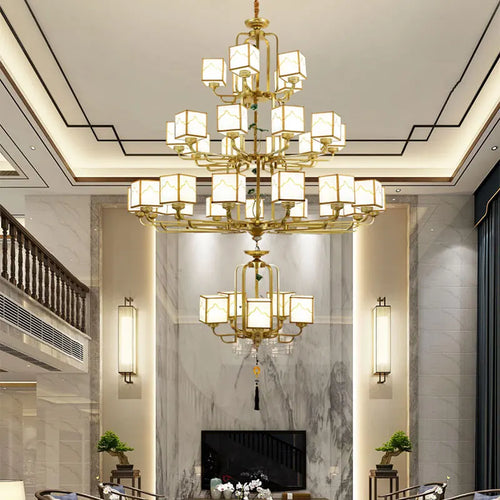 lustre chinois classique doré design pour intérieur élégant