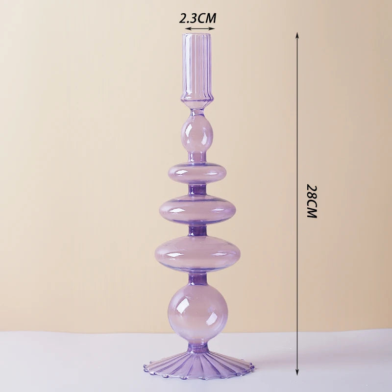 Nordic Glass candle holders, romantic Dinner home decoration, candlestick for birthday wedding, candle holder portavelas decor - vue 8 sur 31