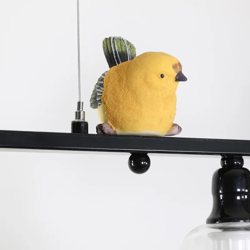 lustre nordique en fer verre et résine oiseau décoratif - vue 8 sur 7