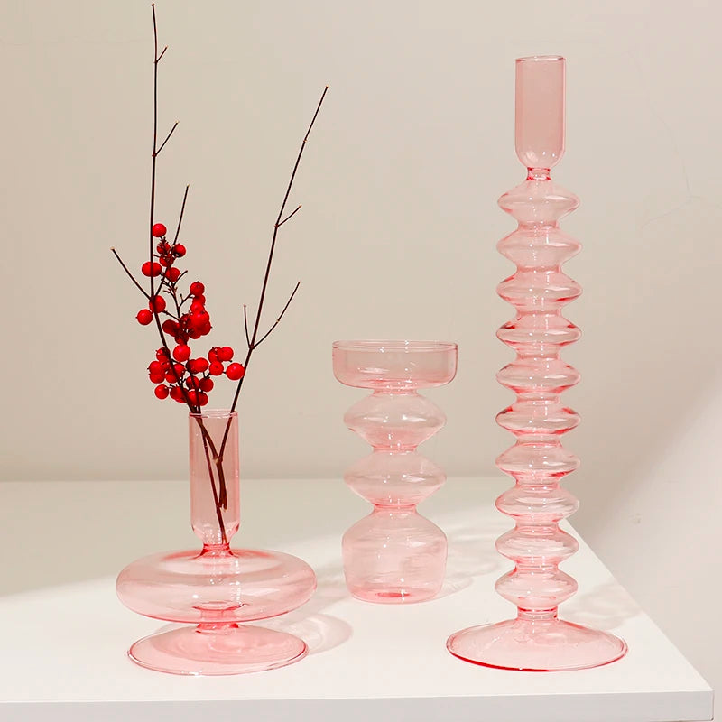 bougeoirs en verre rétro classiques pour décoration de mariage et intérieure - vue 4 sur 17