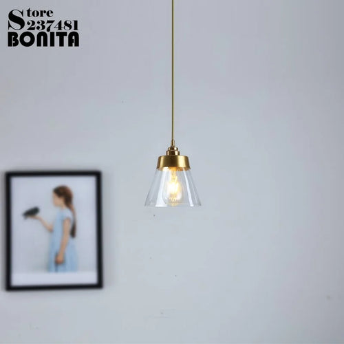 suspension rétro en laiton et verre design élégant et luxueux