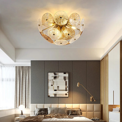 Deyidn luxe or suspension ronde verre plafond lustre pour Villa salle à manger chambre décorative moderne intérieur lumière - vue 5 sur 8