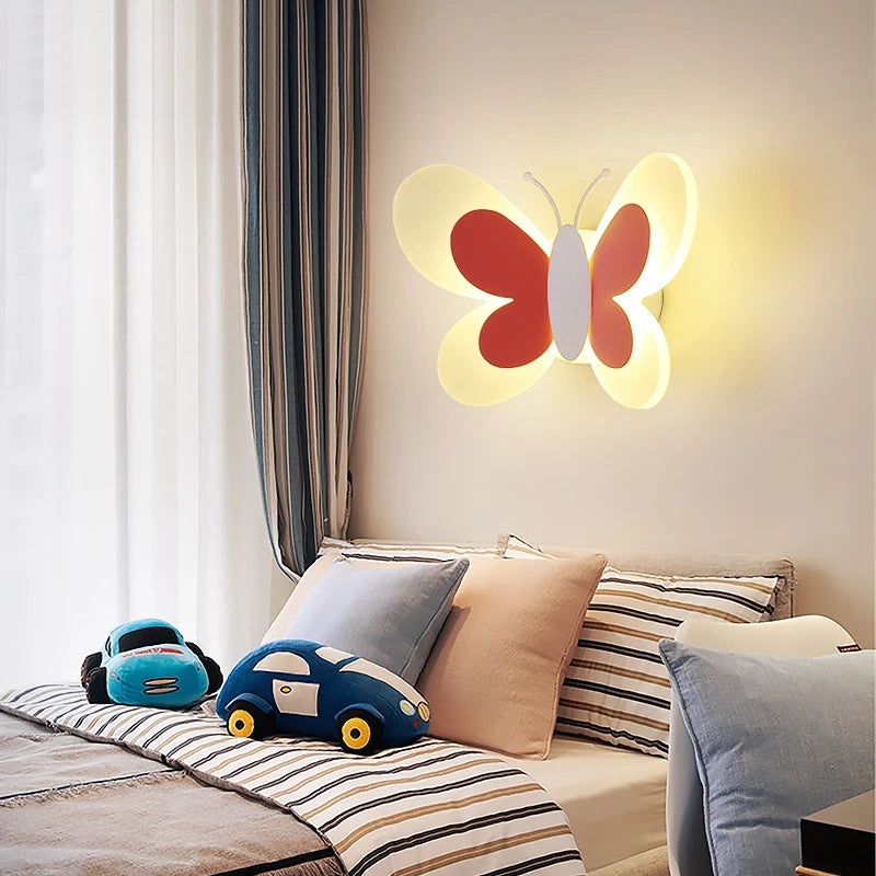 applique murale créative papillon dessin animé lumière led enfants - vue 4 sur 14