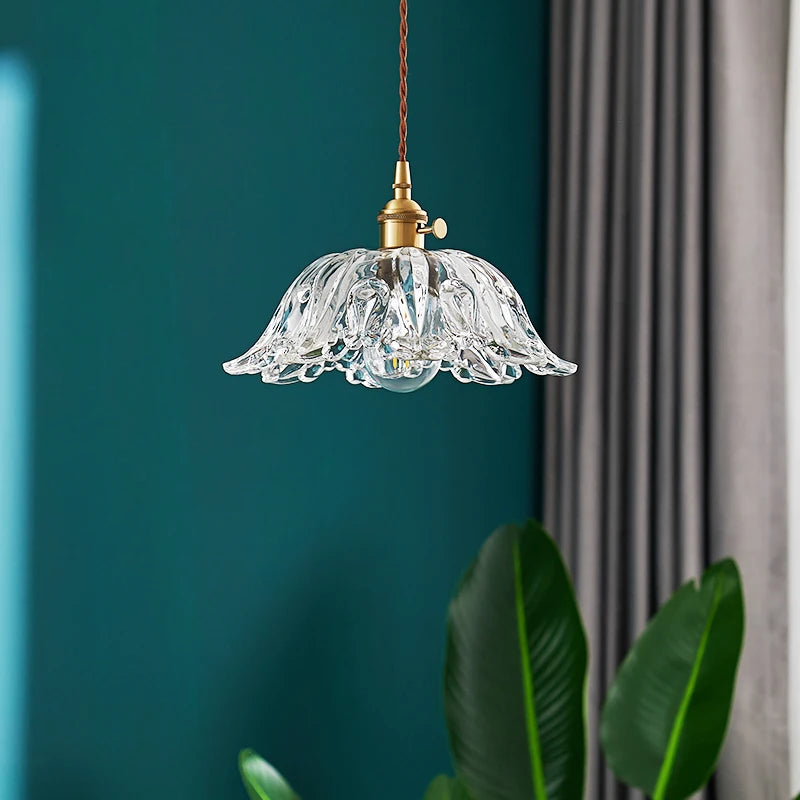 Lustre japonais en verre de laiton - vue 4 sur 23