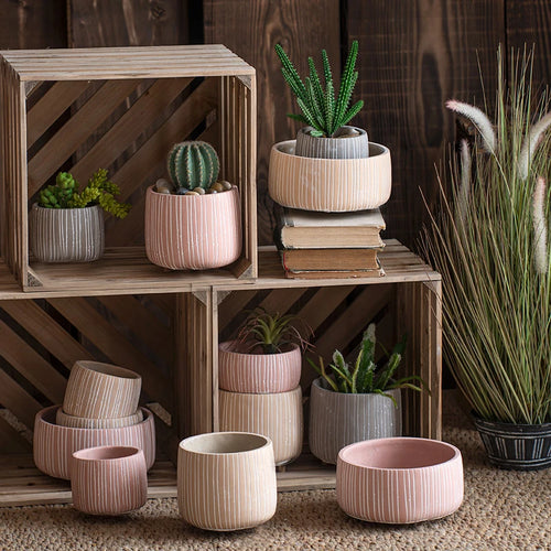 moule en silicone pour pots de fleurs à rayures