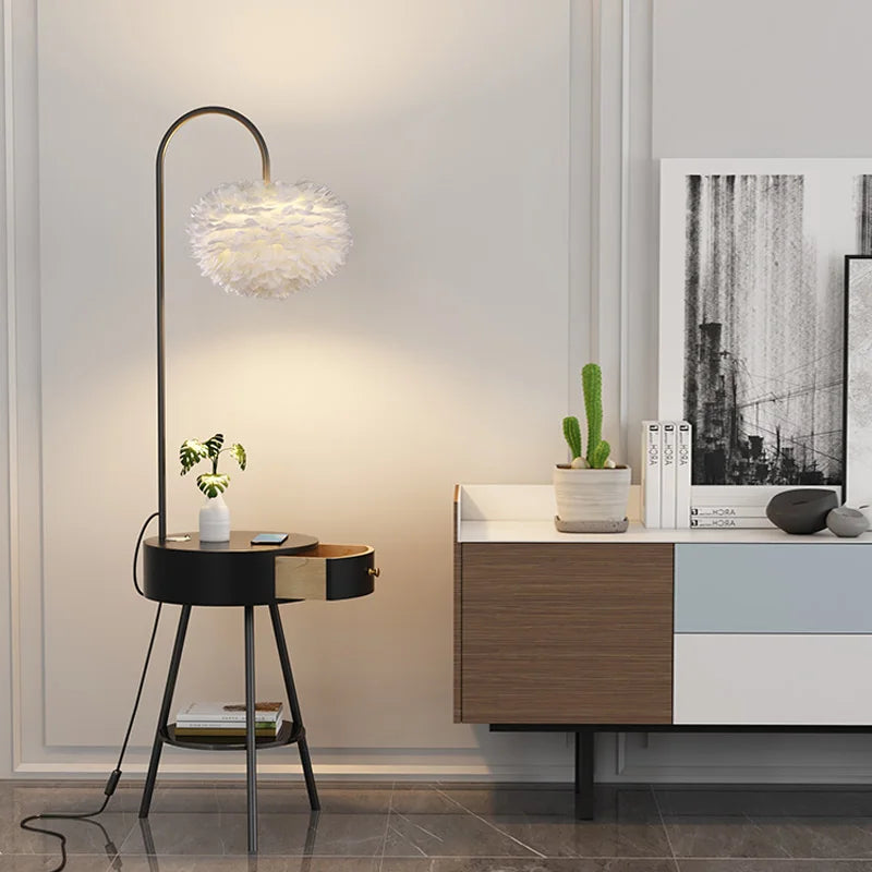 lampadaire nordique en plumes pour décoration intérieure élégante - vue 4 sur 10