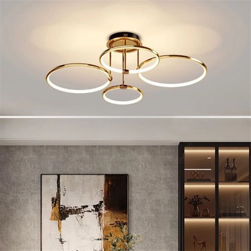 lustre led postmoderne à anneau pour décoration nordique moderne - vue 2 sur 10