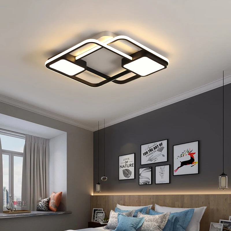 plafonnier led carré et rectangulaire style nordique décoratif - vue 4 sur 9