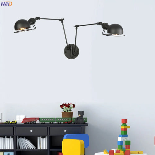 iwhd 2 heads vintage industrial loft LED wall light - vue 11 sur 21
