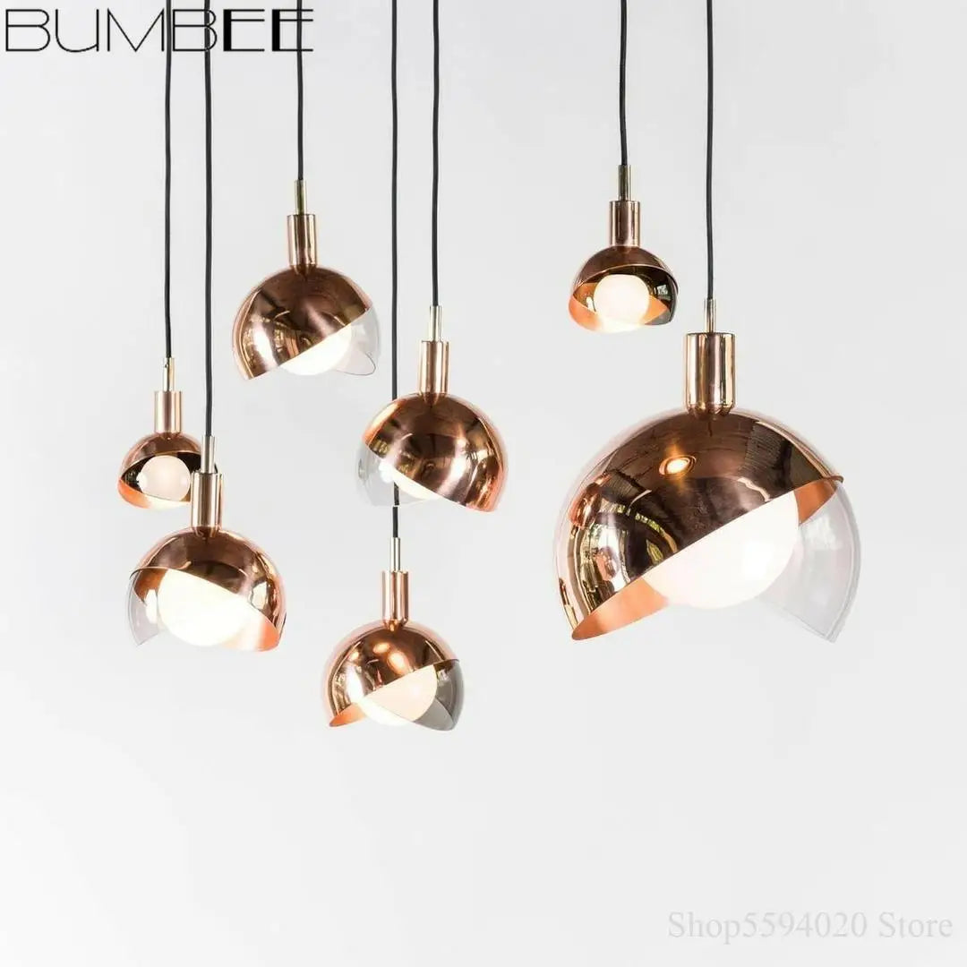 lustre boule de luxe nordique en galvanoplastie suspension post-moderne - vue 4 sur 8