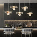 lustre moderne en acrylique et cuivre led feuille de lotus