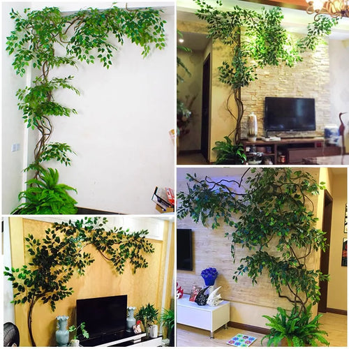 Artificial green plants winding vines, simulated banyan branches, everlasting banyan tree interior decoration, living room, home - vue 4 sur 18