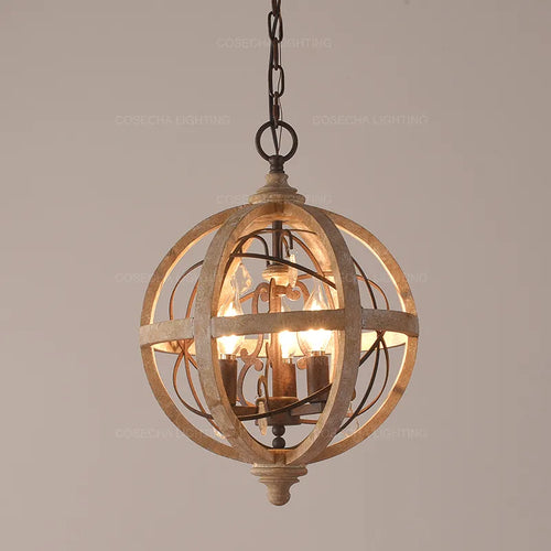 Lustre globe en bois Antique Sphère - vue 2 sur 10
