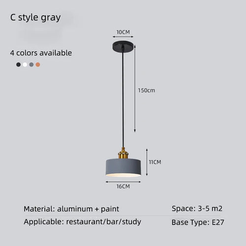 Minimalist modern retro loft pendant light with lampshade for kitchen, dining room, bedroom, restaurant - vue 18 sur 22