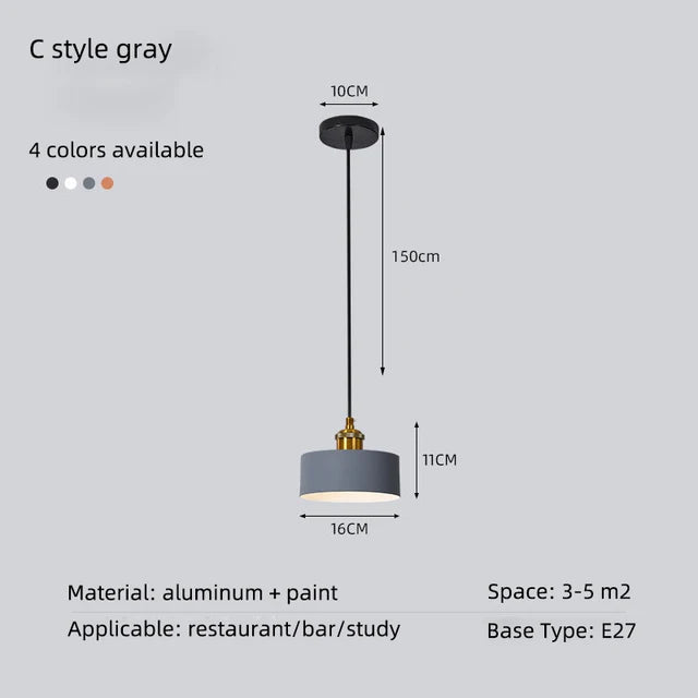 Minimalist modern retro loft pendant light with lampshade for kitchen, dining room, bedroom, restaurant - vue 17 sur 22