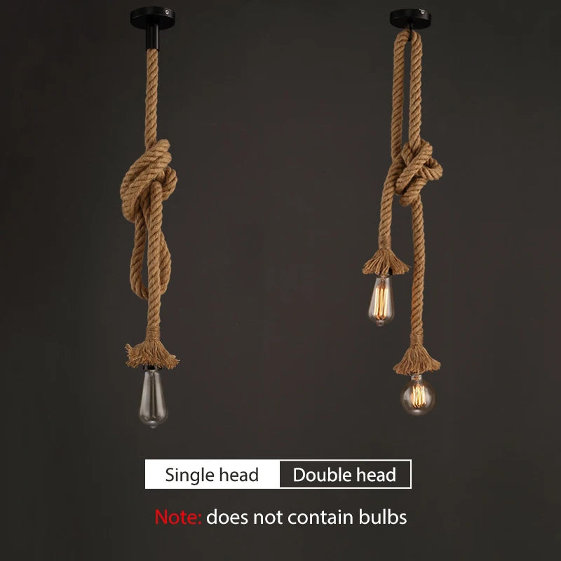 Vintage hemp rope pendant light base E27 1m 1.5m 2m 2.5m 3m 85-265V industrial loft retro hanging Edison ST64 G95 pendant - vue 3 sur 12
