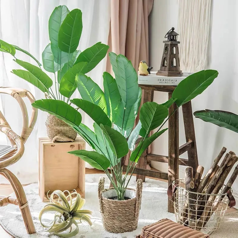 plantes tropicales bananier artificiel avec feuilles de palmier décoratives - vue 2 sur 10